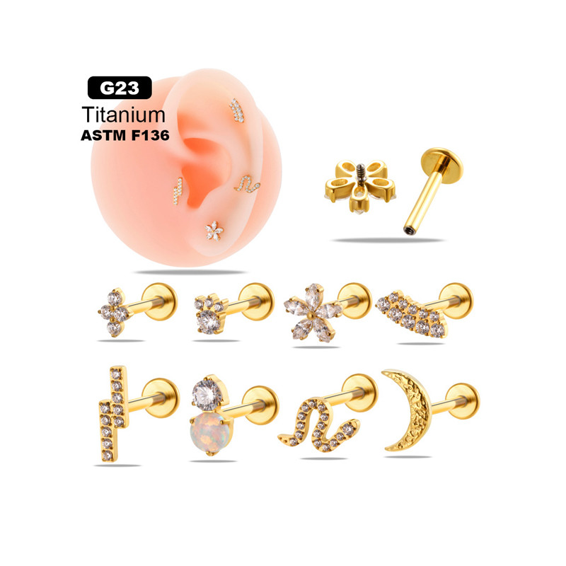 1PC Stainless Steel Crystal Flower Mini Zircon Cartilage Stud Earrings for Women Helix Tragus Piercing Charming Party Jewelry