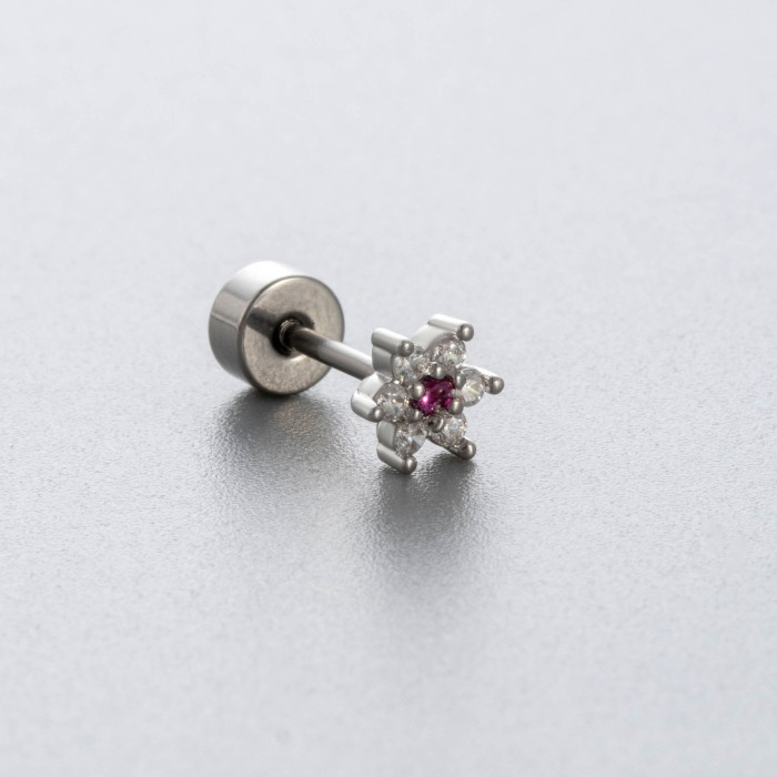 1Piece Cute Butterfly Heart Shape CZ Crystal Stud Earring for Women Stainless Steel Ear Helix Conch Rock Piercings Je...