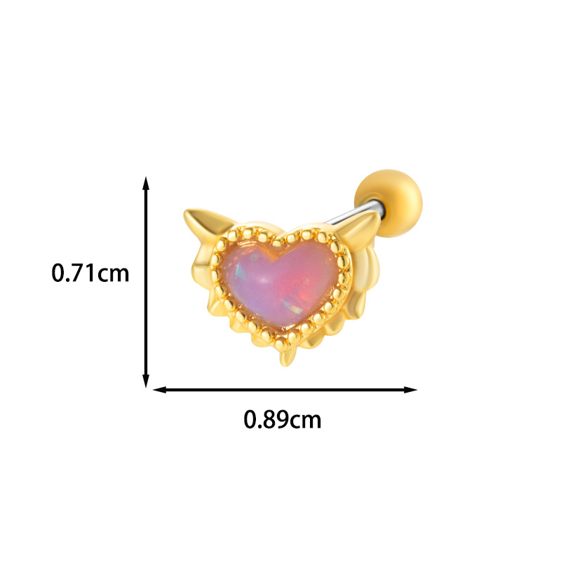 1Piece Zircon Halloween Spider Heart Chain Cartilage Earrings Screw Back Stainless Steel Stud Earring Helix Ear Piercing Jewelry