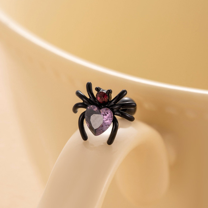 1PC Stainless Steel Black Heart-shaped CZ Spider Helix Earring Daith Labret Lip Piercing Ear Tragus Cartilage Piercing Jewelry