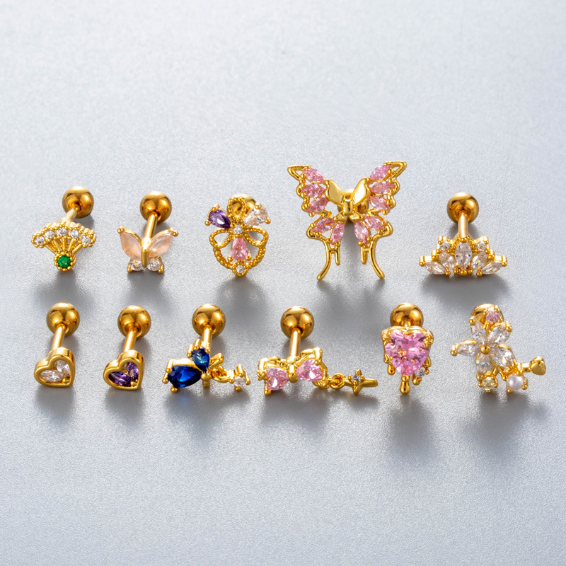 1PC Opal Stone Internally Threaded Helix Earring Labret Lip Stud for Cartilage Tragus Body Jewelry