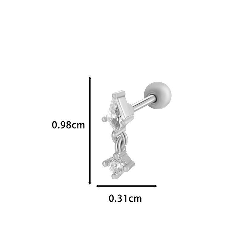 1PCS Gold Plated Zirconia Leaves Earrings For Women Crystal Charm Stainless Steel Stud Pierce Girl Ear Accessory