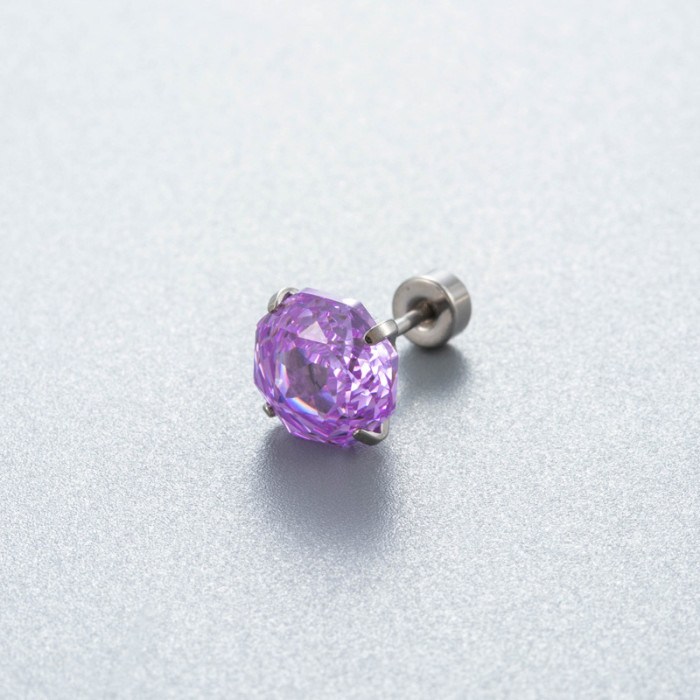1PC Titanium Steel Shiny Rose Cut Stud Earring Piercing Rook Daith Multicoloured Bling Zircon Silver Color Cartilage Jewelry