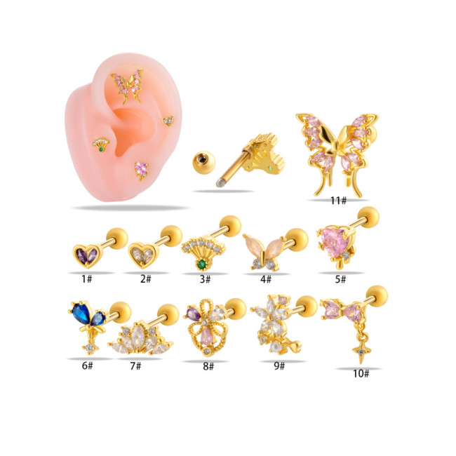 1PC Opal Stone Internally Threaded Helix Earring Labret Lip Stud for Cartilage Tragus Body Jewelry