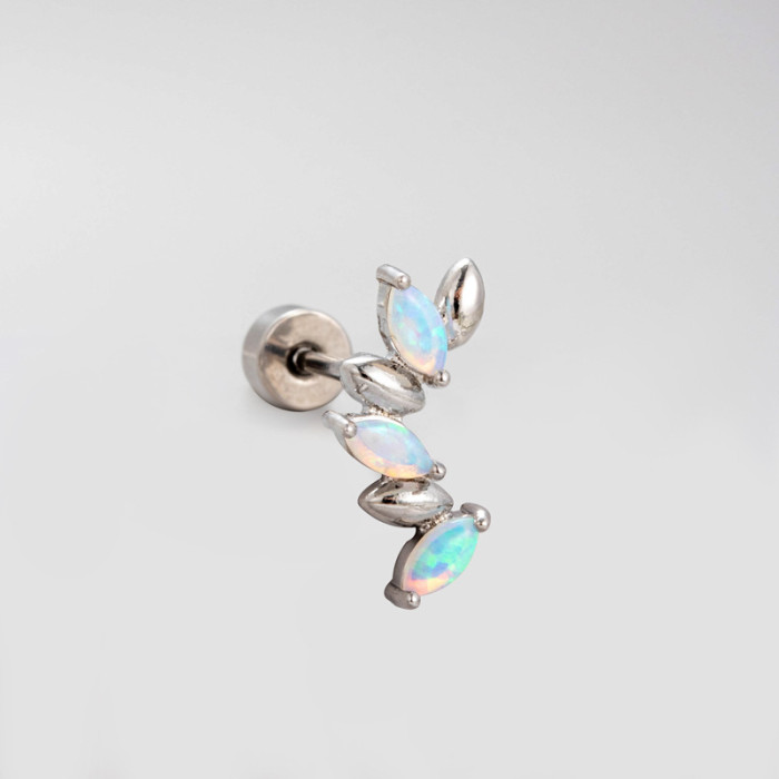 New Trendy Shiny Color Zircon 316L Stainless Steel Ear Bone Nail Gothic Love Heart Small Earrings for Women Jewelry