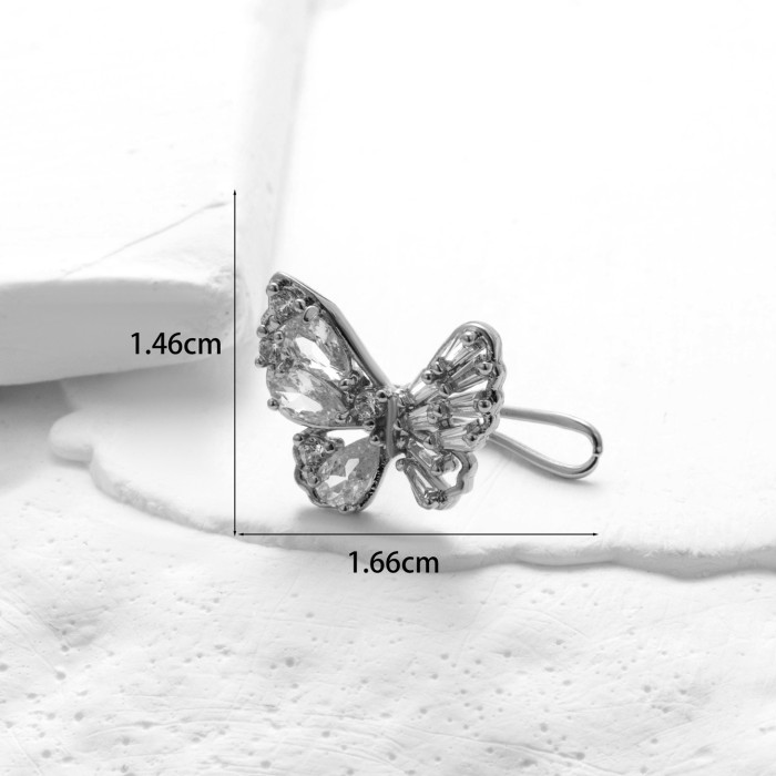 Trendy 1PC Fake Piercing Ear Clip Square Zircon U-shaped Earrings Cuffs Ring Cartilage Conch Fake Jewelry For Women