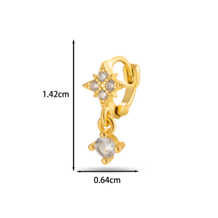 Mini Dangling Ear Cuff Lobe Helix Tragus Cartilage Earrings Conch Daith Rook Piercing Clip Stud CZ Body Jewelry