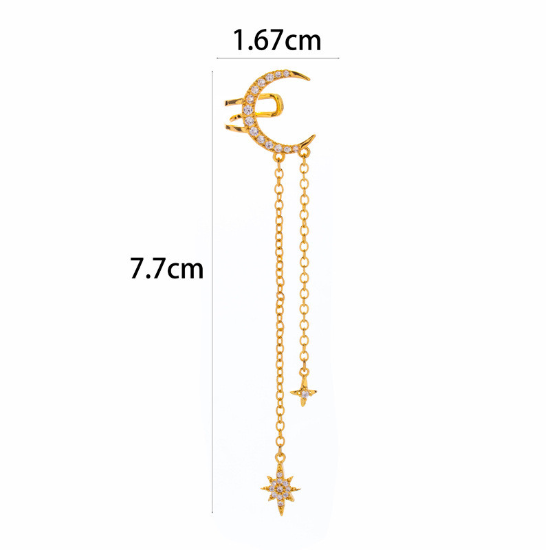 1pc Ear Cuff Butterfly Moon Zircon Earrings Woman INS Fashion Fake Piercings Tassel Chain Clip On Ear Conch Jewelry Girl Gifts