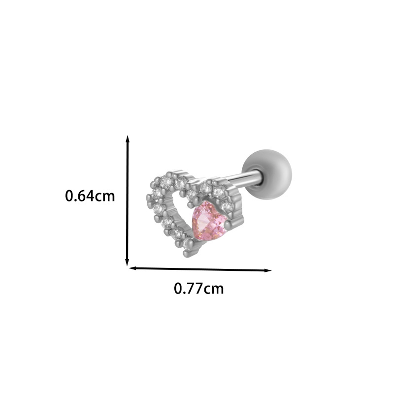 1Piece Cute Butterfly Heart Shape CZ Crystal Pealr Stud Earring for Women Stainless Steel Ear Helix Conch Rock Piercings Jewelry