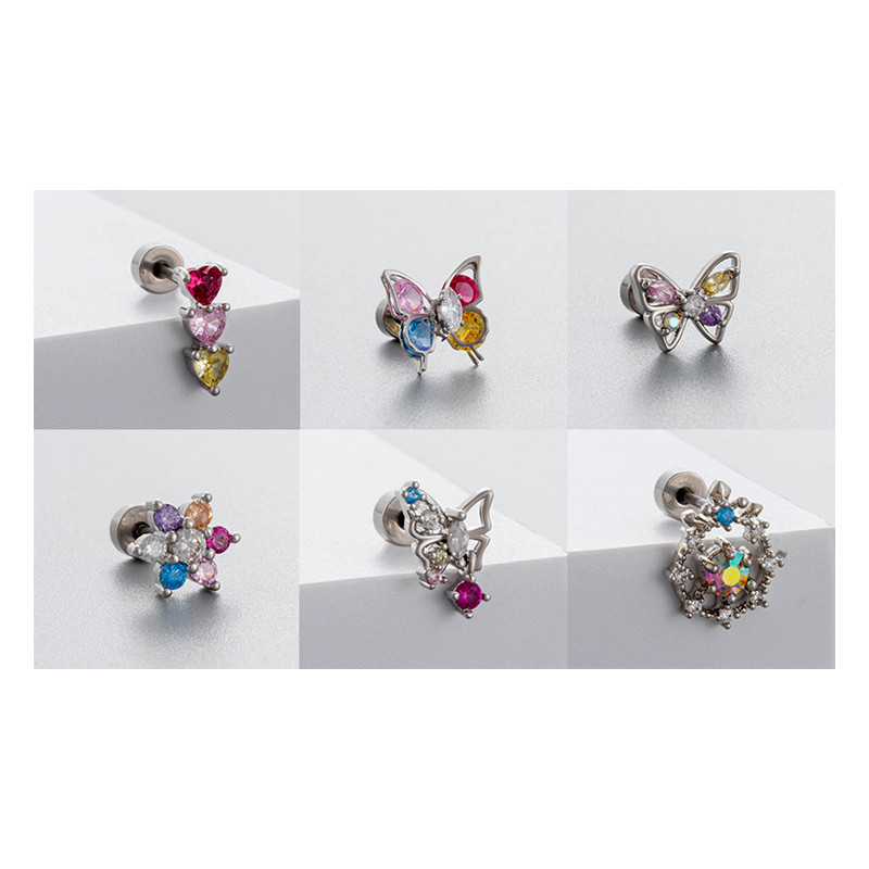 1pcs Colorful Crystal Earrings Ear Needle Stud Earrings for Women Butterfly Earrings Party Wedding Jewelry