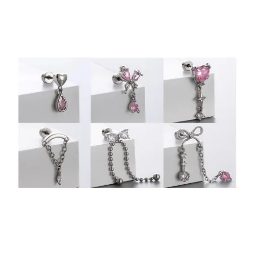1 Pcs Bowknot Zircon Chain Stainless Steel Ear Bone Nail New Fashion Shiny Quality Earrings for Women Accessories Gift