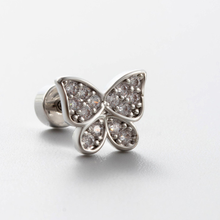 1 PCS Fashion Simple Heart Butterfly Star Earrings for Women Exquisite Stainless Steel Studs Sweet Niche Design Party...