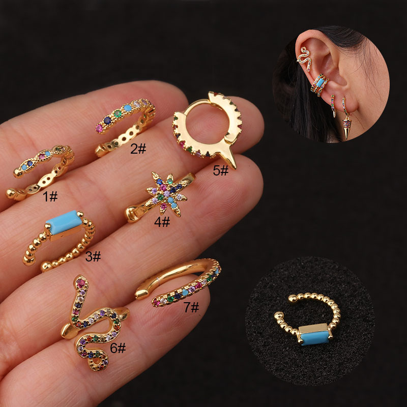New Arrival 1PC Bohemia Rainbow Cz Ear Cuff No Piercing Conch Cuff Earring Fashion Cartilage Helix Conch Fake Piercing Jewelry2