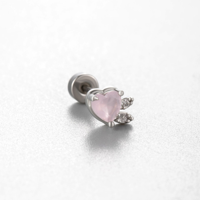 1PC Stainless Steel ear Helix Tragus Cartilage Earring Piercing Jewelry Heart Butterfly Cubic Zirconia Screw Back Stud Earrings
