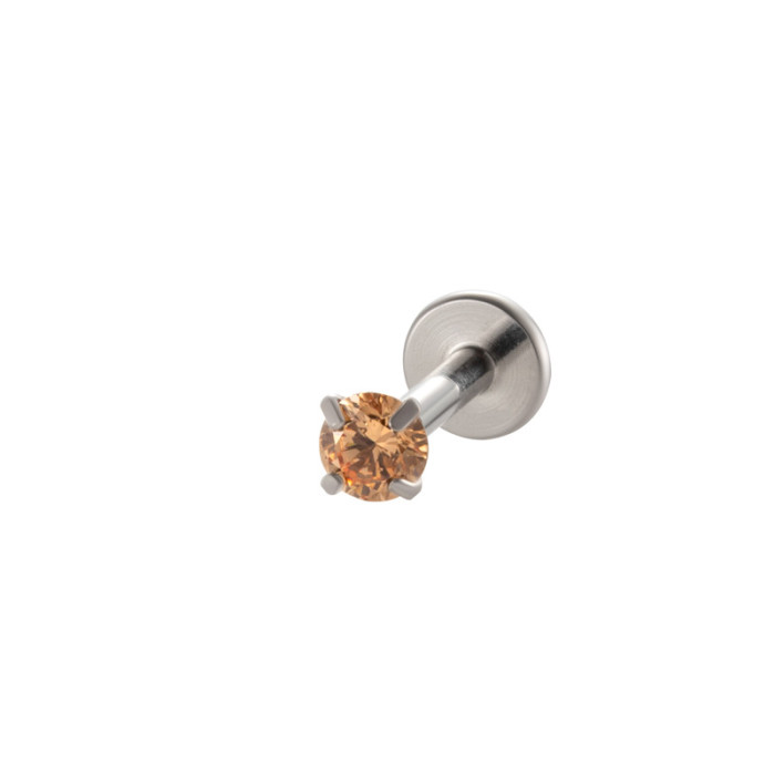 Titanium Colorful CZ Push In Threadless Labret Piercing Earring Stud Cartilage Wholesale Body Jewelry