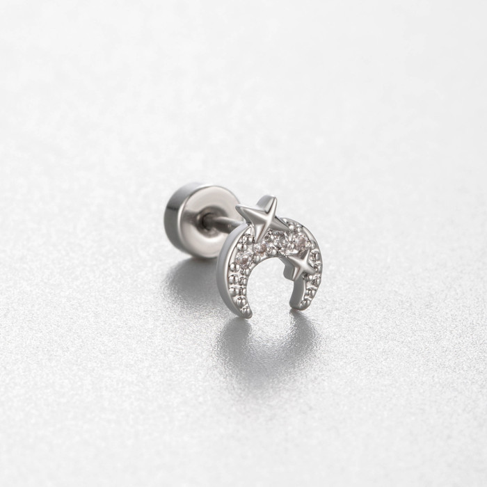1PC Stainless Steel ear Helix Tragus Cartilage Earring Piercing Jewelry Heart Butterfly Cubic Zirconia Screw Back Stud Earrings