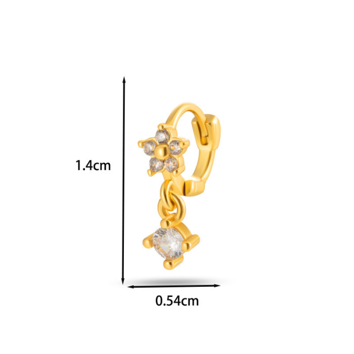 Mini Dangling Ear Cuff Lobe Helix Tragus Cartilage Earrings Conch Daith Rook Piercing Clip Stud CZ Body Jewelry