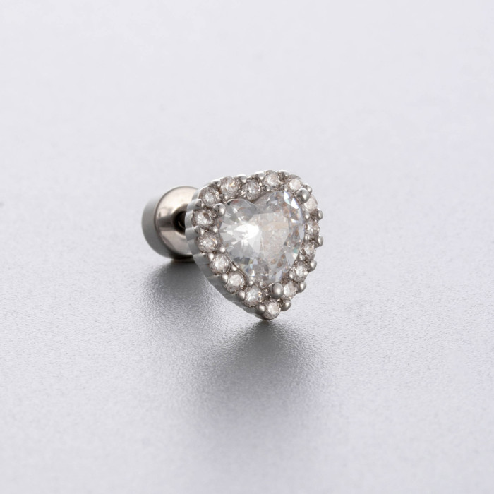 1Piece Cute Multicolour Zircon Star Flower Cross Screw Back Cartilage Stud Earrings Stainless Steel Helix Ear Piercin...