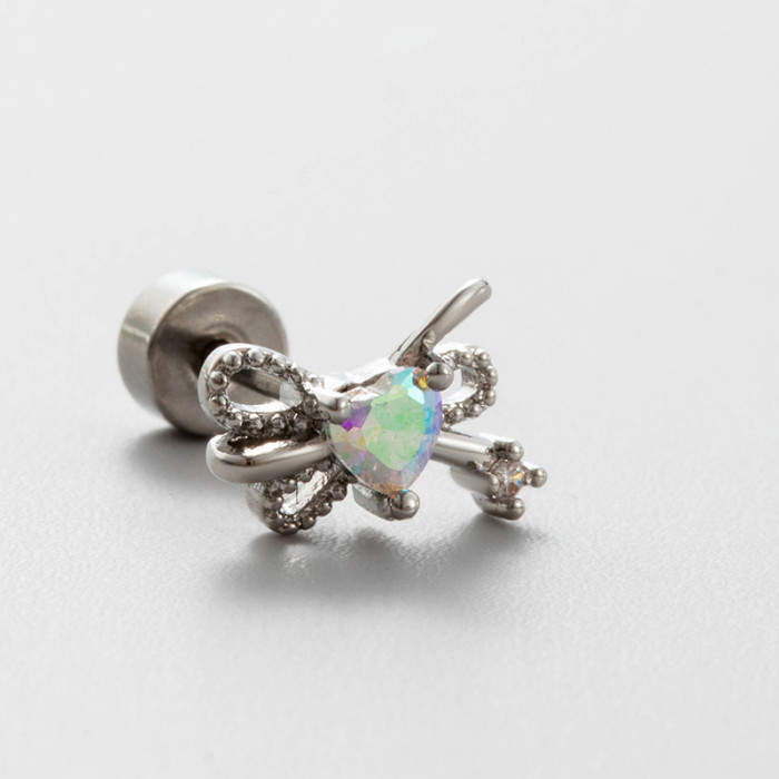 1 PCS Fashion Simple Heart Butterfly Star Earrings for Women Exquisite Stainless Steel Studs Sweet Niche Design Party...
