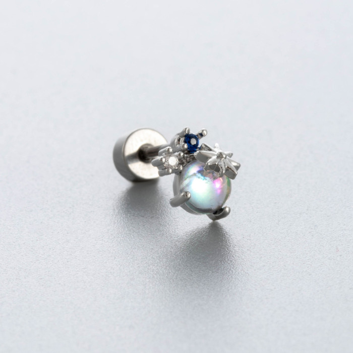 1Piece Cute CZ Crystal Stud Earring for Women Stainless Steel Ear Helix Conch Rock Piercings Jewelry