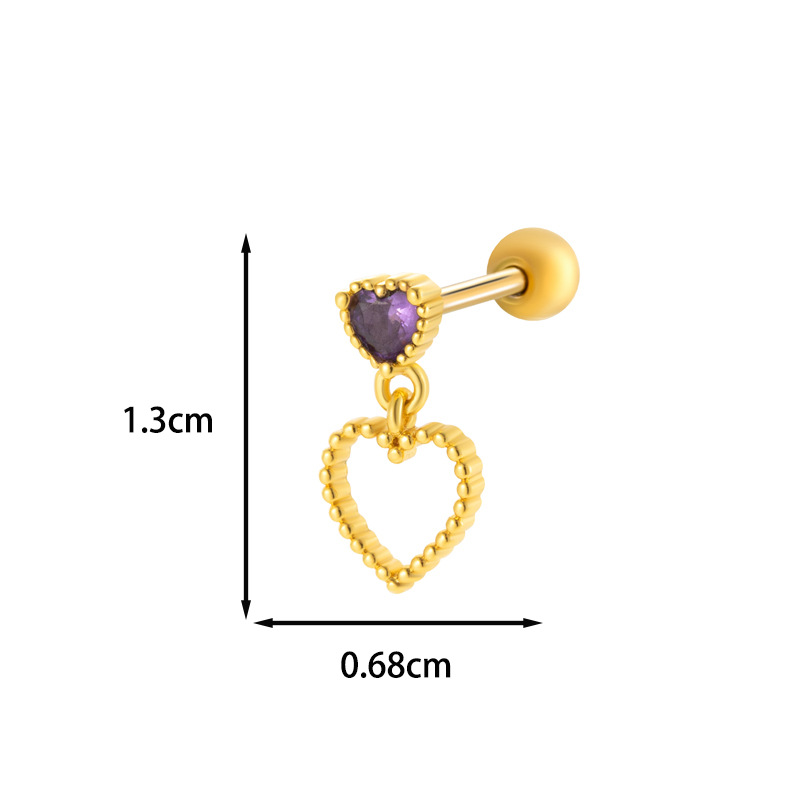 1PCS Cubic Zirconia Single Flower Ear Piercing Gold Silver Cartilage Stud Earring with Stainless Steel Butterfly Design Jewelry