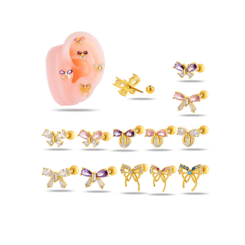 Fashion Versatile Bowknot Stud Earring for Women Girls Trend Exquisite Bow Piercing Ear Bone Stud Jewelry Accessories Gifts