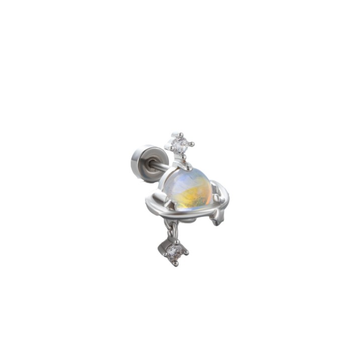 1Piece Stainless Steel Cross Jesus Zircon Bone Stud Stud Ear Tragus Internally Threaded Flat Bottom Cartilage Piercin...