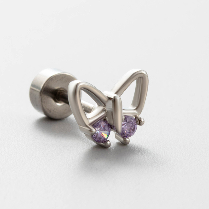 1 PCS Fashion Simple Heart Butterfly Star Earrings for Women Exquisite Stainless Steel Studs Sweet Niche Design Party Jewelry
