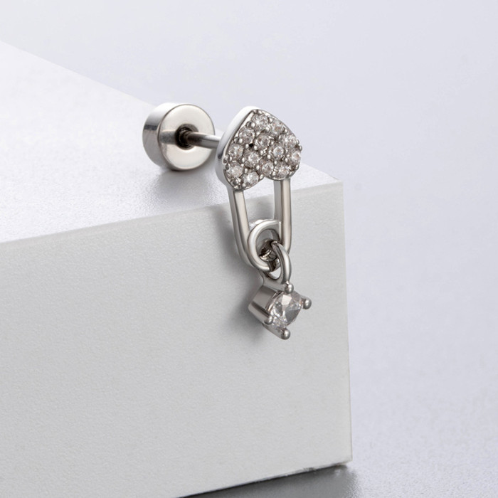 New Fashion Simple Heart Butterfly Star Earrings for Women Exquisite Stainless Steel Studs Sweet Niche Design Party J...