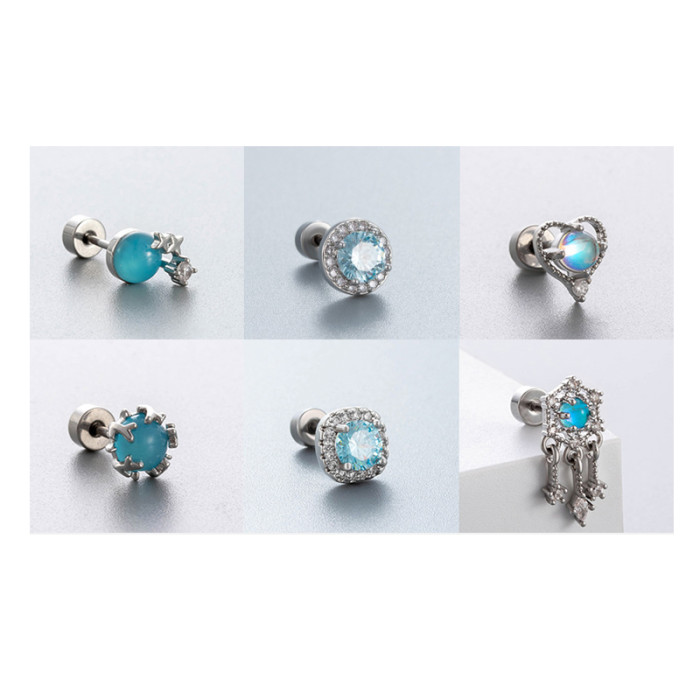 Fashion Super Sparkling Zircon Earrings for Women's New Micro Inlaid High Grade Light Luxury Screwed Earbone Studs