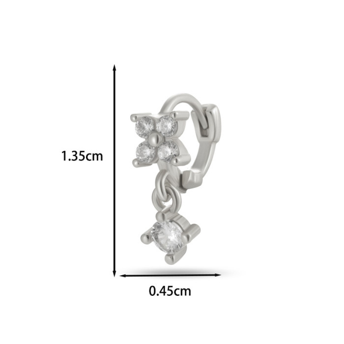 Mini Dangling Ear Cuff Lobe Helix Tragus Cartilage Earrings Conch Daith Rook Piercing Clip Stud CZ Body Jewelry