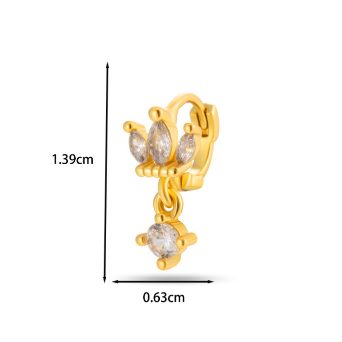 Mini Dangling Ear Cuff Lobe Helix Tragus Cartilage Earrings Conch Daith Rook Piercing Clip Stud CZ Body Jewelry