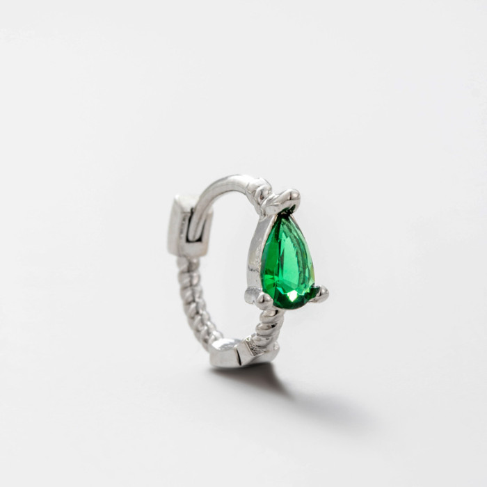 1pc Retro Snake Green Crystal Hoop Earrings For Women Men Fashion Dangle Stud Earring Ring Helix Piercing Party Jewelry