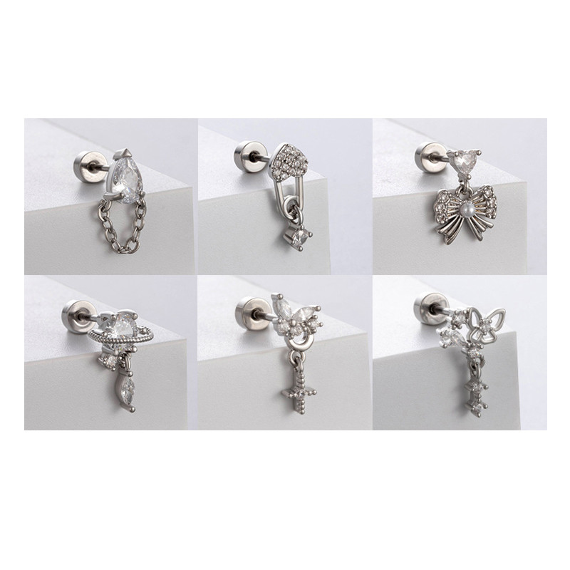 New Fashion Simple Heart Butterfly Star Earrings for Women Exquisite Stainless Steel Studs Sweet Niche Design Party Jewelry