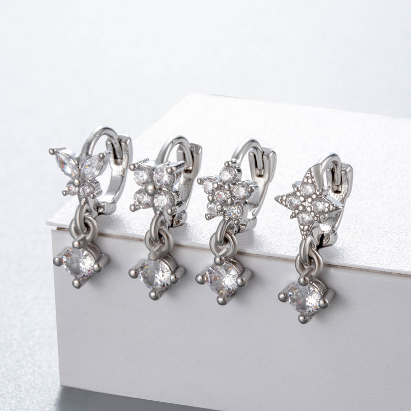 Mini Dangling Ear Cuff Lobe Helix Tragus Cartilage Earrings Conch Daith Rook Piercing Clip Stud CZ Body Jewelry