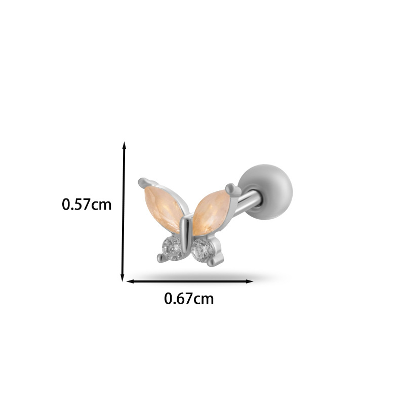 1PC Opal Stone Internally Threaded Helix Earring Labret Lip Stud for Cartilage Tragus Body Jewelry