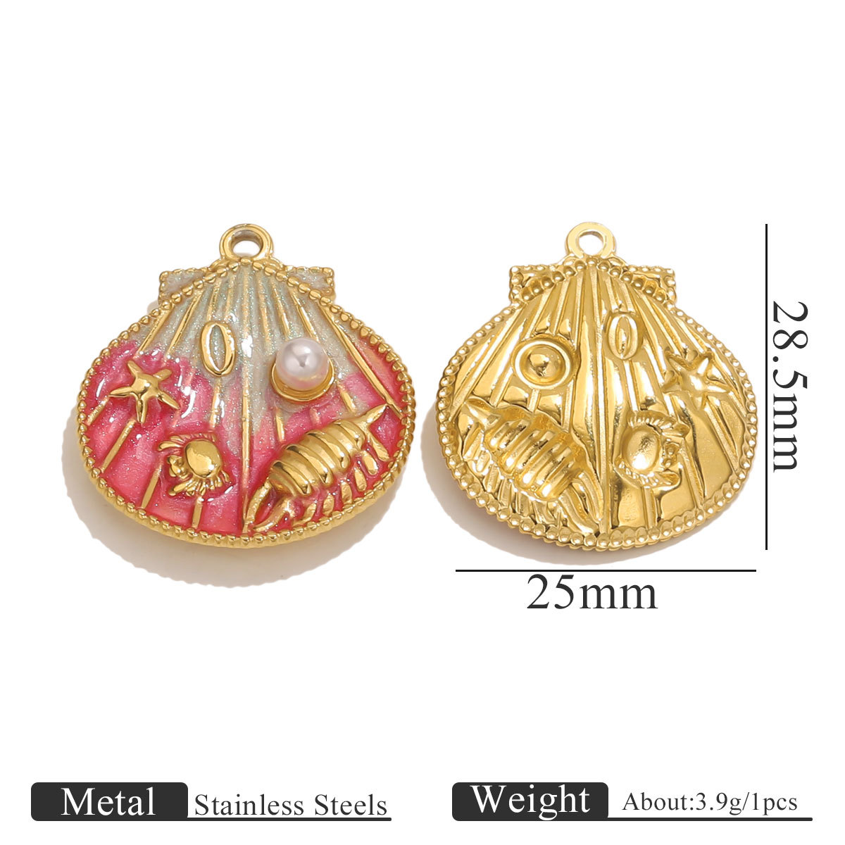 New Retro 18K Gold Plated Drip Pearl Shell Charms Diy Earrings Components Necklace Pendant Jewelry Findings Accessories