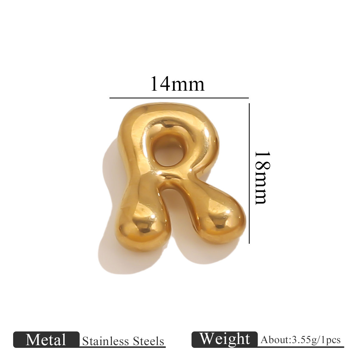 Polished Bubble Letter Pendant for Necklaces Initial Name Custom Necklace Gold Plated Jewelry Making Supplies