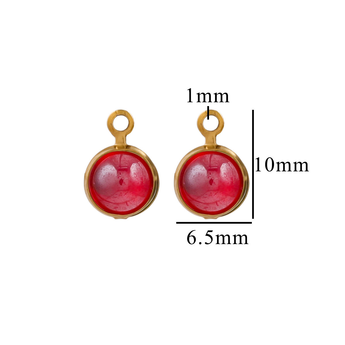 Stainless Steel Pink Quartz Round Shape Pendant Charms for DIY Handmade Earrings Necklace Bracelet Jewelry Making Supplies