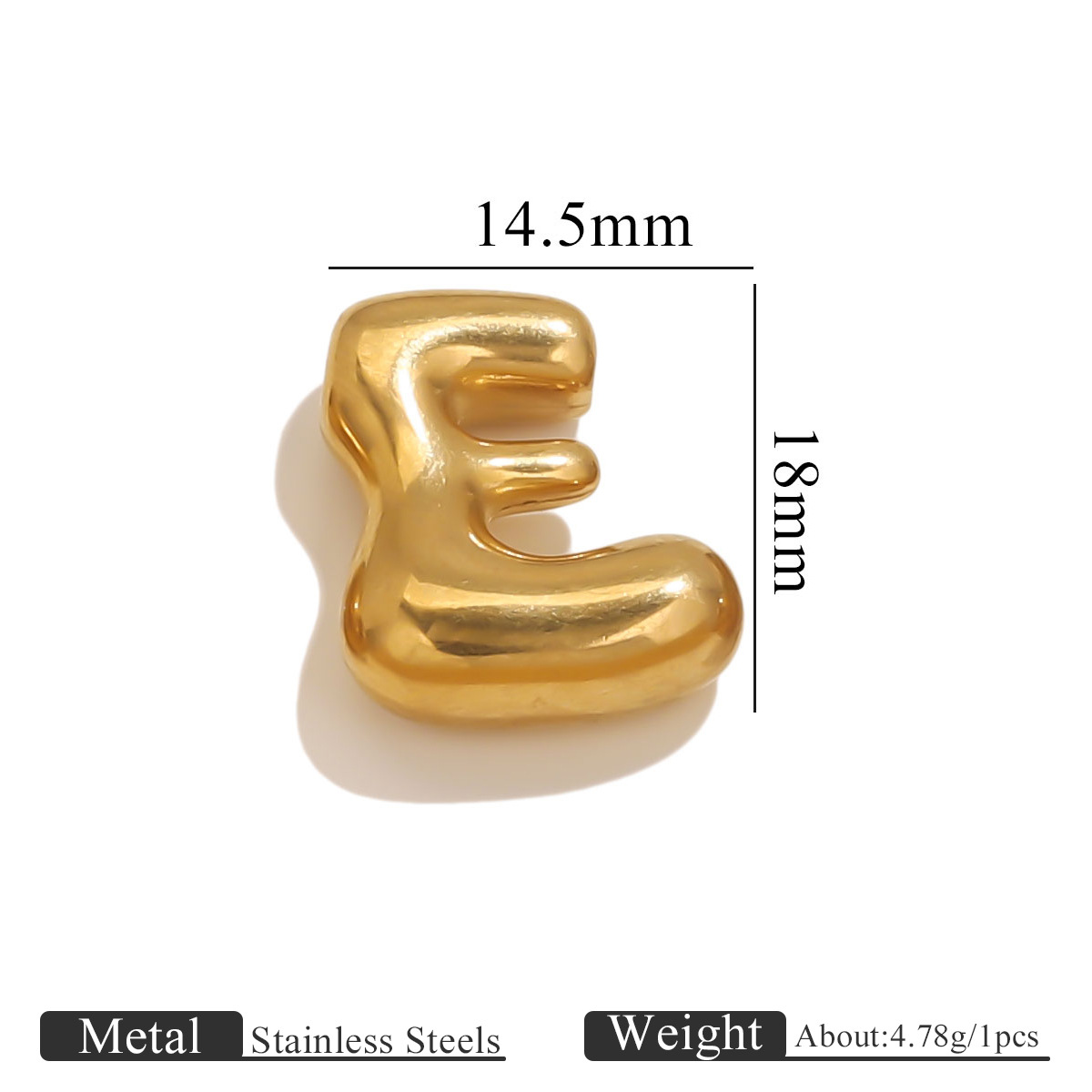 Polished Bubble Letter Pendant for Necklaces Initial Name Custom Necklace Gold Plated Jewelry Making Supplies