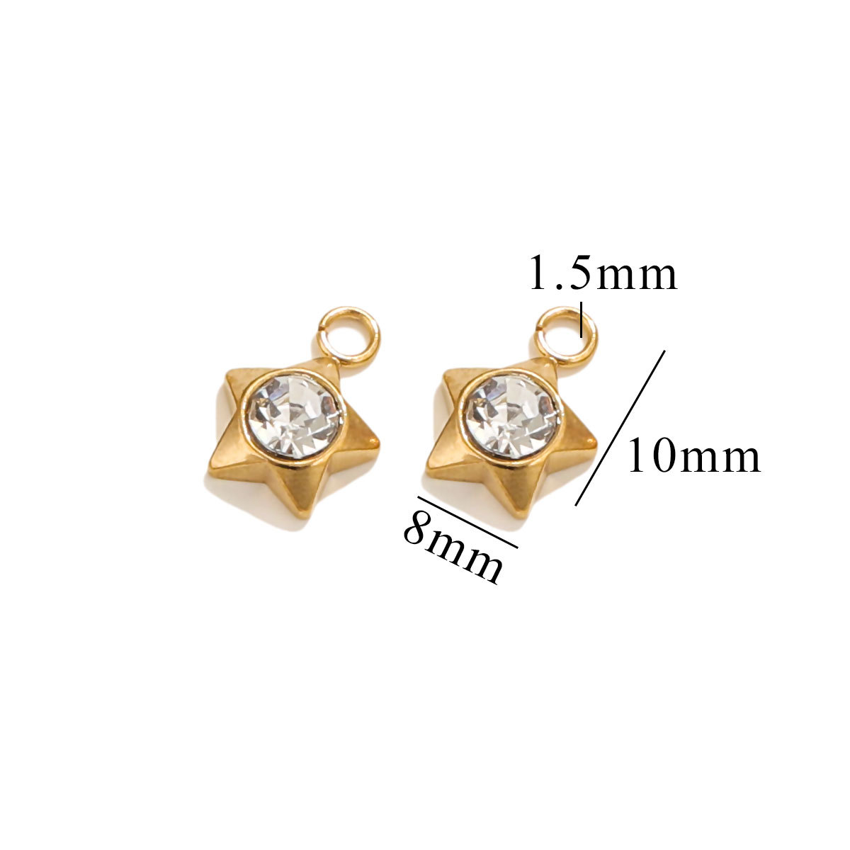 Stainless Steel Heart Zircon Charms Star Beads Jewelry Findings DIY Exquisite Necklace Bracelets Supplies Earrings Making