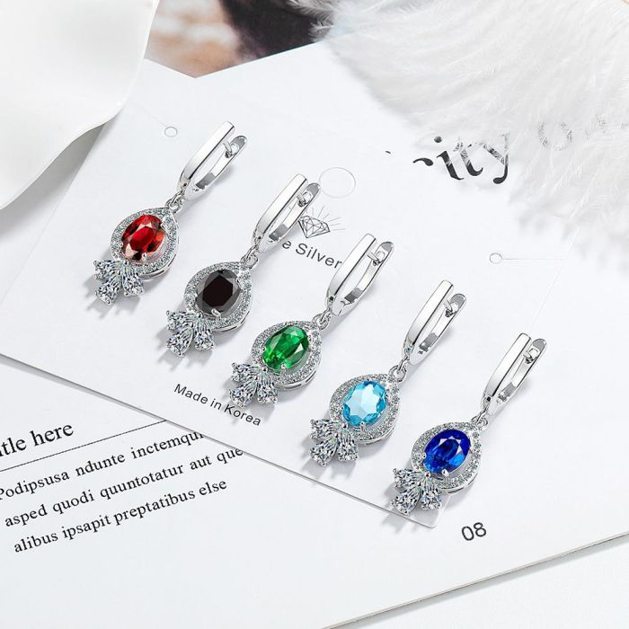 Oval Pear Drop Earrings for Women Fashion Statement Green Gemstone Jewelry
