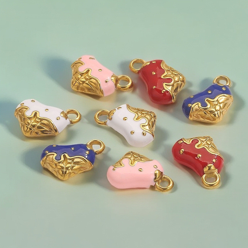 Stainless Steel Enamel Vintage Pendant Gold-plated for DIY Necklace Bracelet Jewelry Making Accessories Materials Wholesale