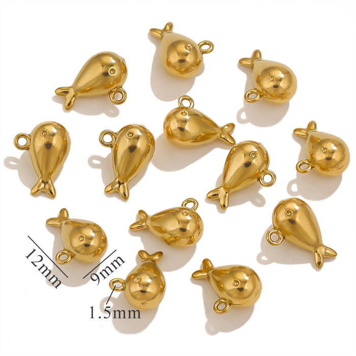 Mini Stainless Steel Charms 3D Geometric Shell Cherry Rabbit Gold Color Pendants DIY Women Jewelry Making Necklace Findings