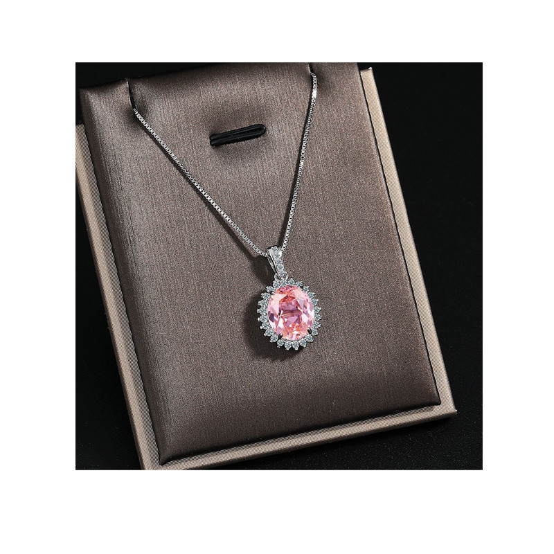 Exaggerated Pink Crystal Choker Pendant Necklace for Women Female Luxury Wedding Party Jewelry