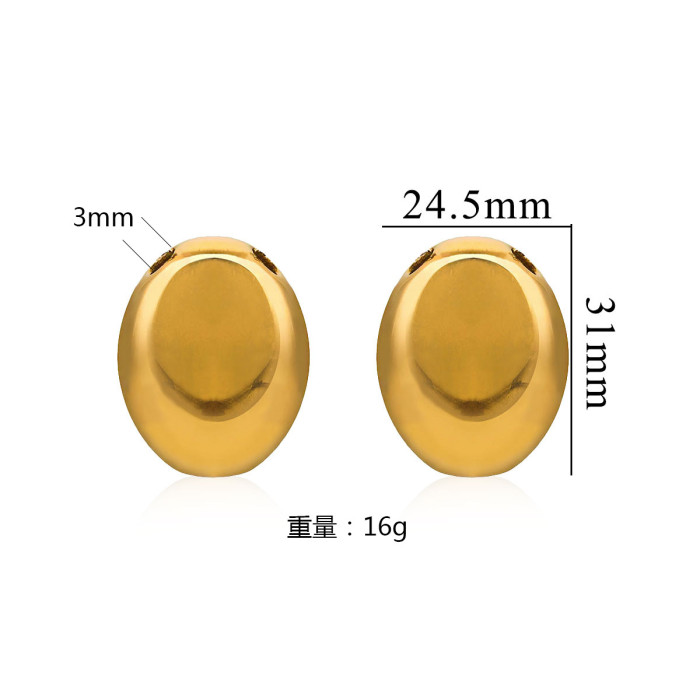European and American Fashion Oval Pendant Stainless Steel Long Necklace For Women's Sweater Chain Colorless Jewelry Accessories