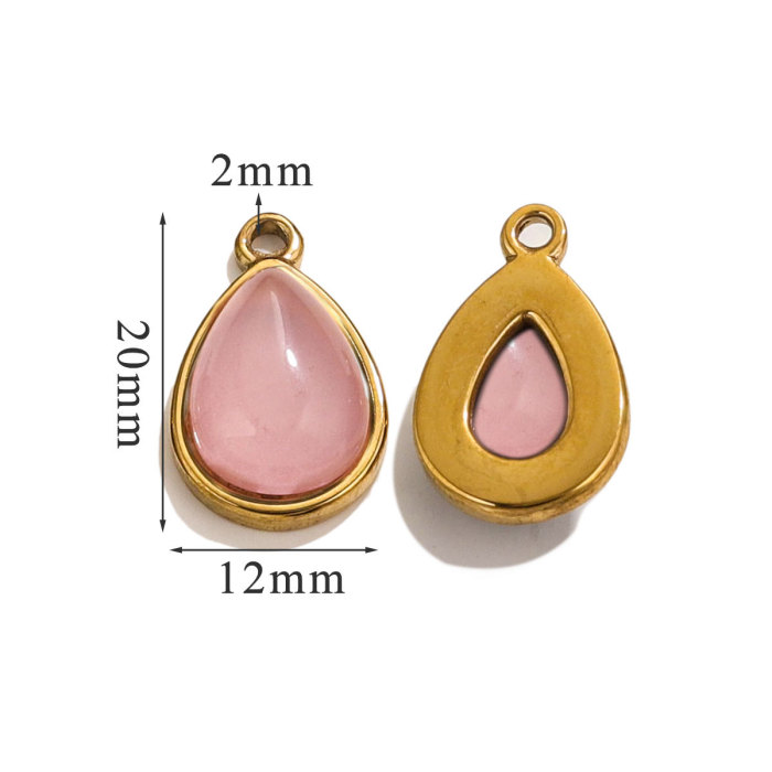 Stainless Steel Water Droplet Pendant Stone Colorful Pendants for DIY Necklace Bracelet Jewelry Making Accessories