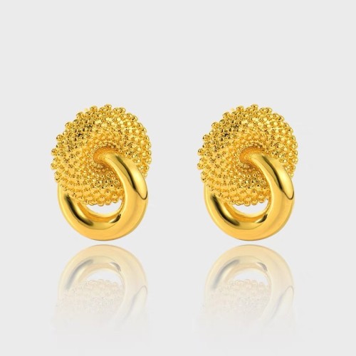 Fashion Style Copper with 18K Double Ball Twist Hoop Earrings Punk Party Jewelry