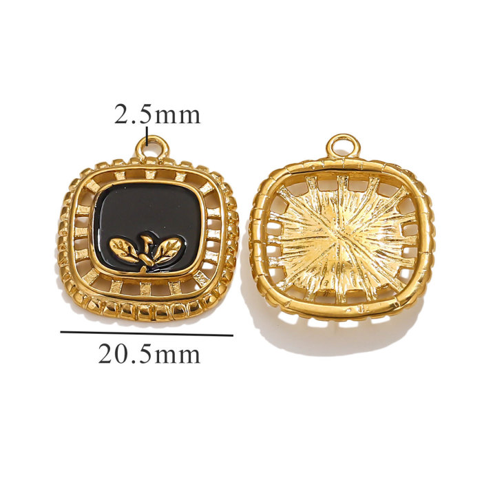 Spring Stainless Steel Enamel Oval Square Pendant DIY Women's Gold Necklace Bracelet Jewelry Making Accessories