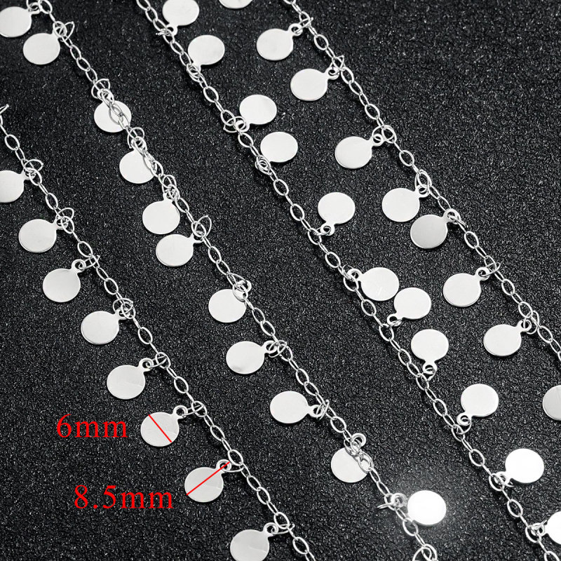 Stainless Steel Disc Chains Gold Color Round Charms Pendants Chain for Jewelry Making DIY Necklace Bracelet